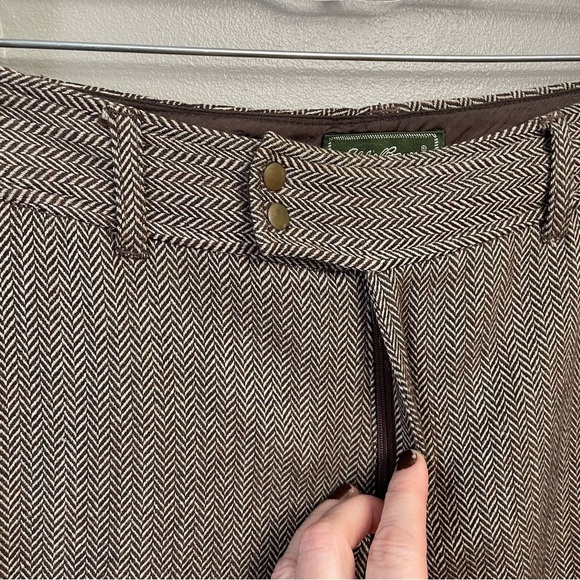 Eddie Bauer Herringbone Trousers Wool Blend Women's 6T Brown Dress Pants Slacks - Picture 2 of 15